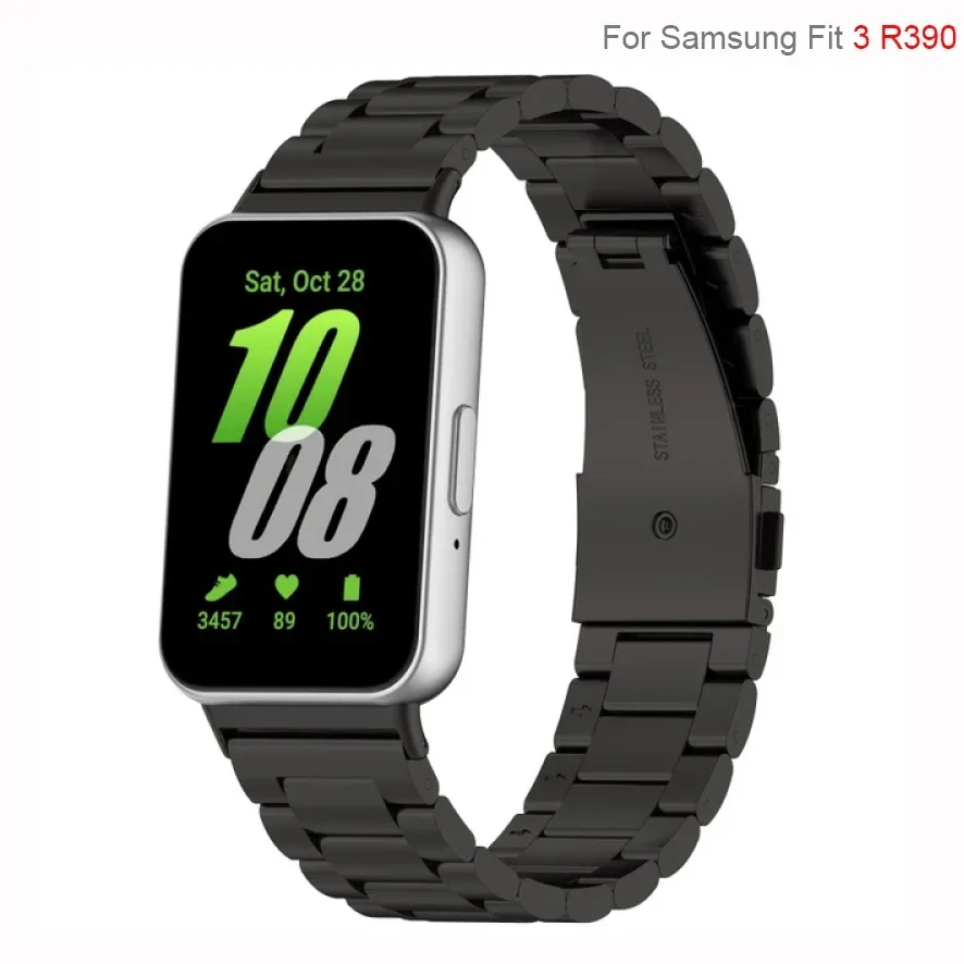Correa de acero inoxidable para Samsung Galaxy Fit 3 R390, Correa de reloj de Metal para hombres y mujeres, Correa para pulsera Fit 3 SM-R390