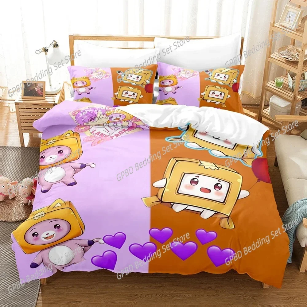 3D Lankybox Bedding Set Single Twin Double Queen King Cal King Size Bed Linen Set