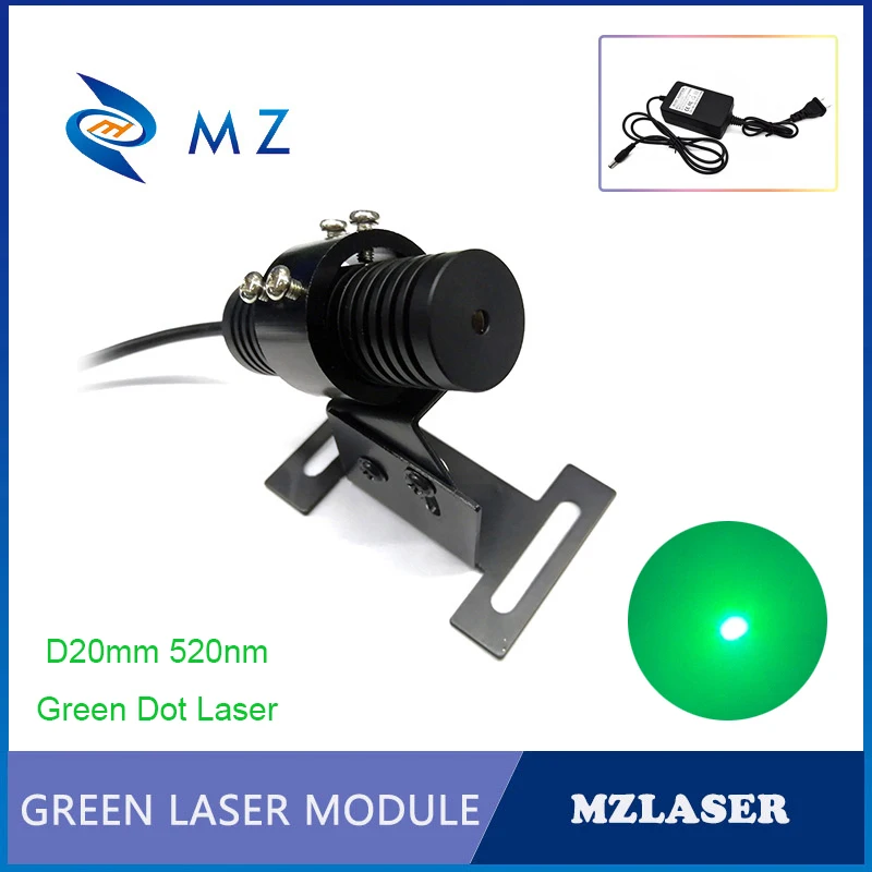 Compact Mini Green Dot Laser Diode Model 520nm 50mW 5V CW Industrial Grade Machine with Bracket And Adapter D20mm