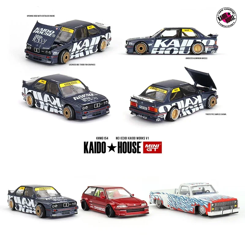 ในสต็อก MINIGT KHMG 156 1:64 Civic EF สีแดงเปิด Hood รถ Diecast รุ่น Kaido House