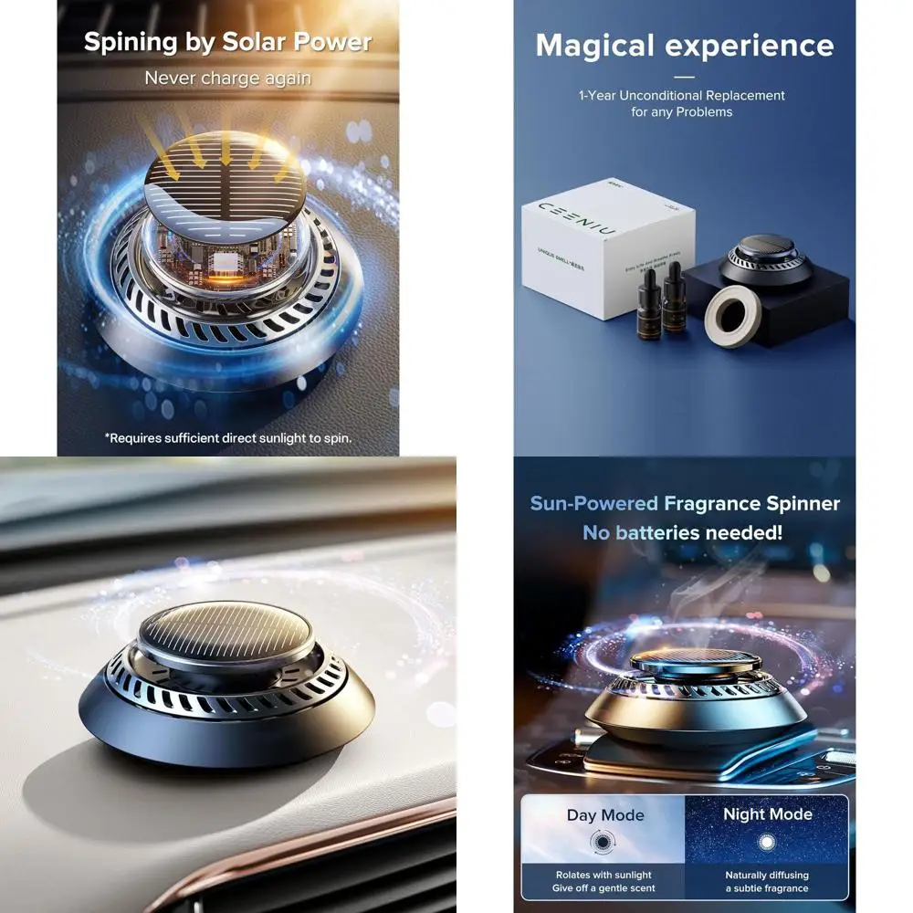 

DIY Essential Oils, Auto Rotary Diffuser, Natural French Cologne & Ocean Scent, Dual Oils, Alloy Base Aromatherapy Refresher