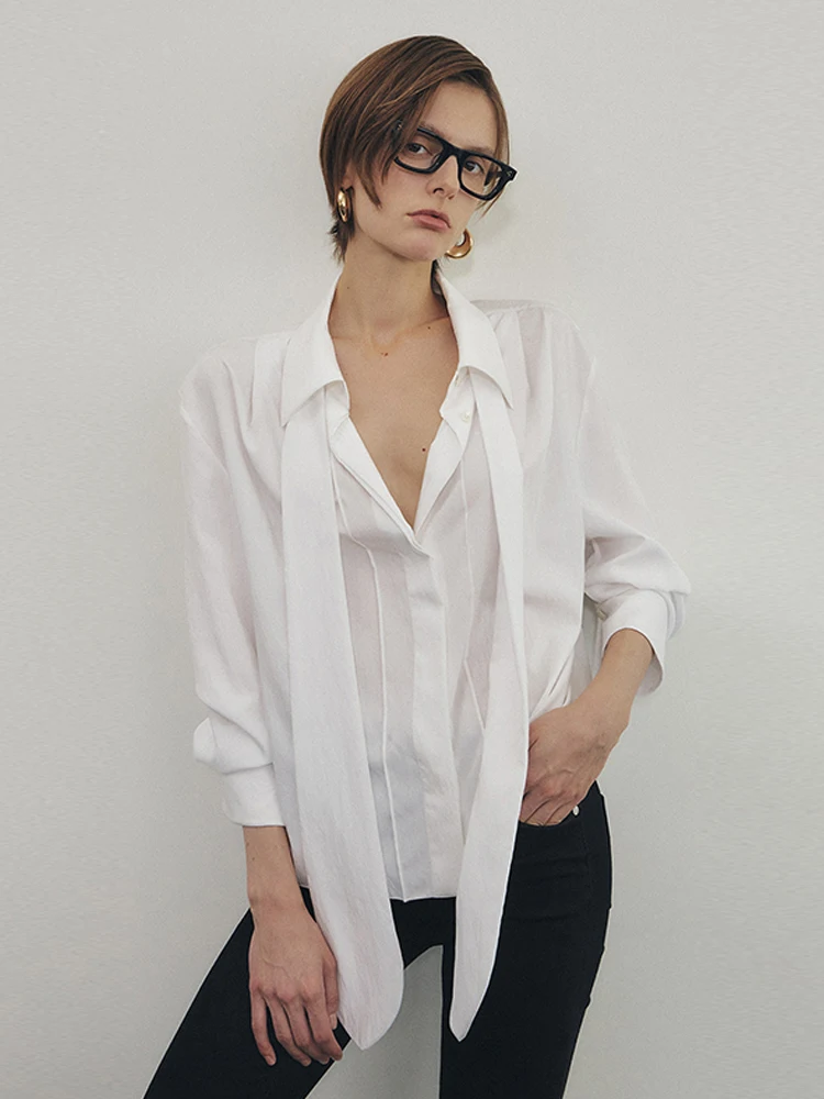 Elborn Donna irt con Sa Leggero Lungo Sve Vintage Sle Colore puro Colletto ribaltabile Design Top casual traspirante