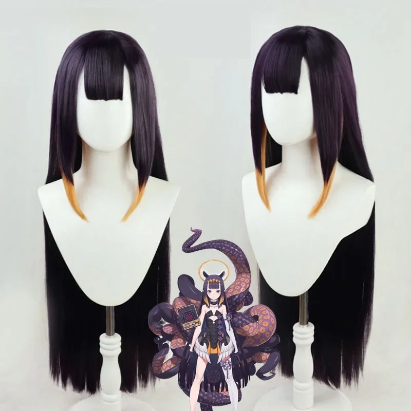 VTuber Ninomae Ina’nis Wig Hololive English Cosplay Youtuber Girls Gradient Purple Yellow Long Straight Heat Resistant Hair