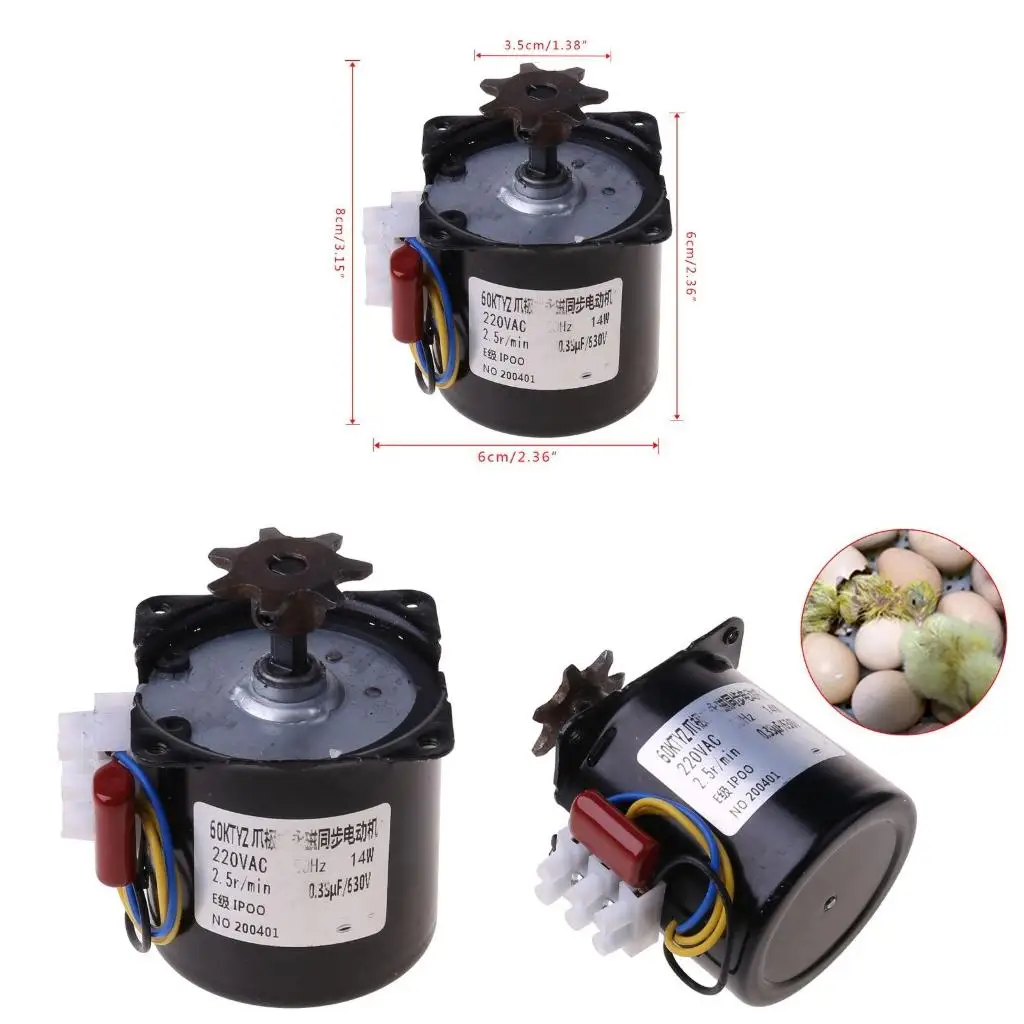  Egg Turner Motor Synchronous Motor Turntable Motor Reversible 220V AC 2.5r/min