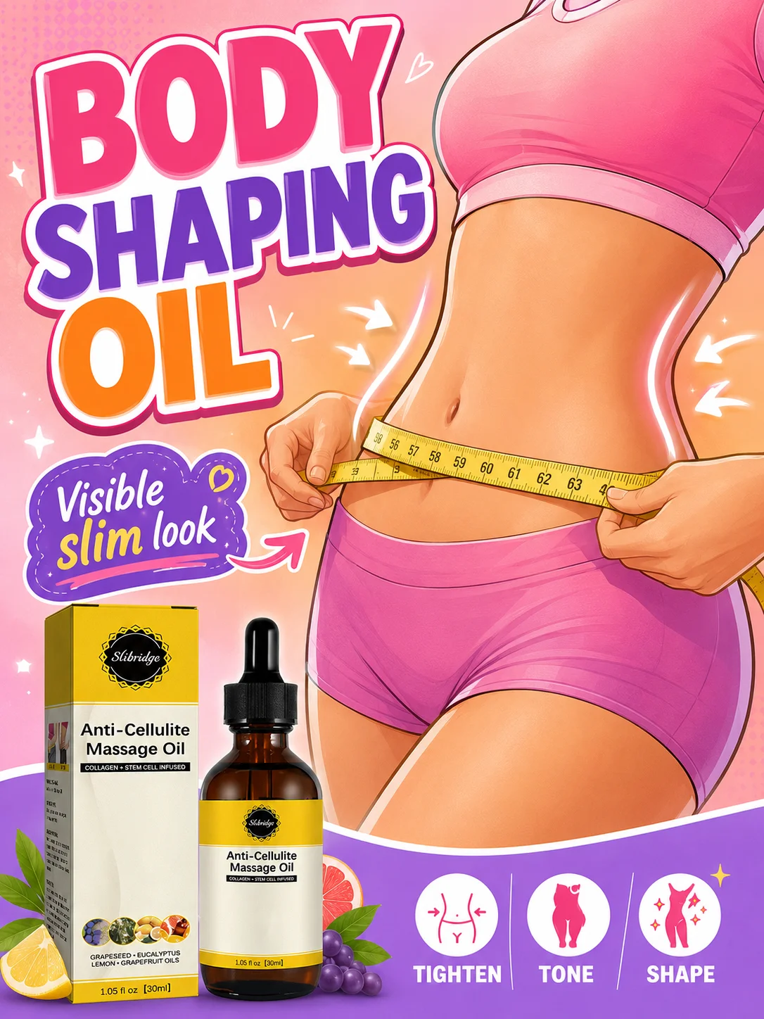Slimming Body Oil for Weight Loss Massage Firming Tightening and Shaping Care Women Men