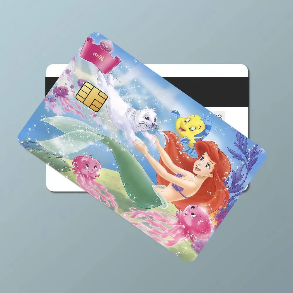 لطيف الكرتون حورية البحر ارييل ملصق فيلم الجلد غطاء بطاقة الائتمان ملصقات 4 قطعة الخصم الجبهة الديكور البنك حافلة تمرير مقاوم للماء