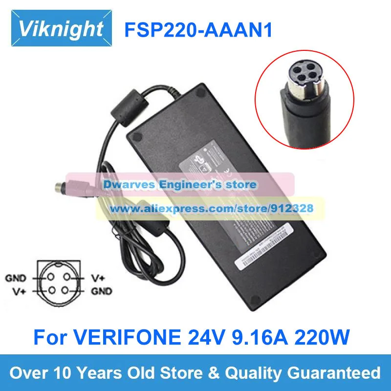 Original 24V 9.16A 220W AC Adapter FSP220-AAAN1 9NA2200106 Charger For VERIFONE PWR169-501-01-A AD220AAAN1-VER FSP Power Supply