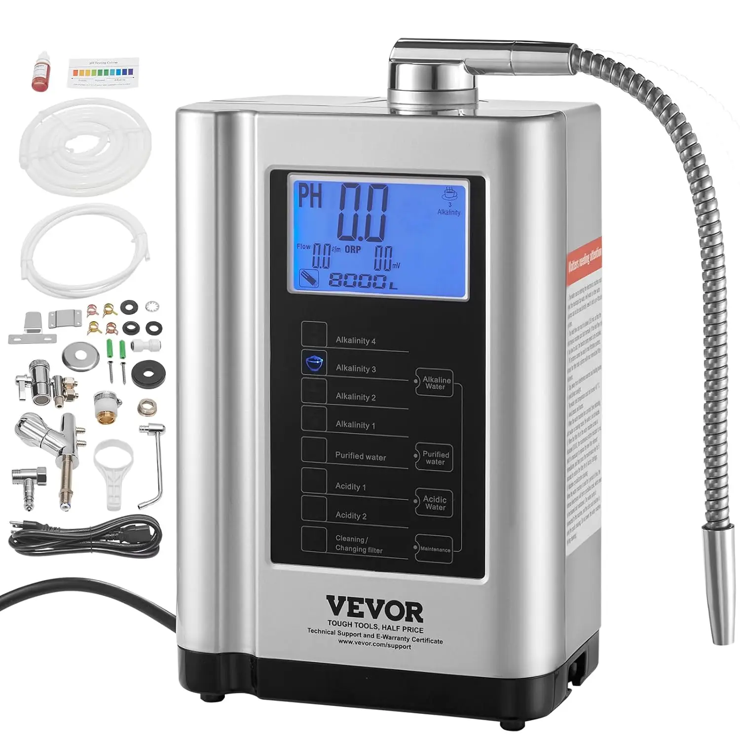 Water Ionizer, 7 Water Settings Alkaline  Machine,  Ionizer Machine 8000L Per Filter, pH3.5-10.5 Kangen