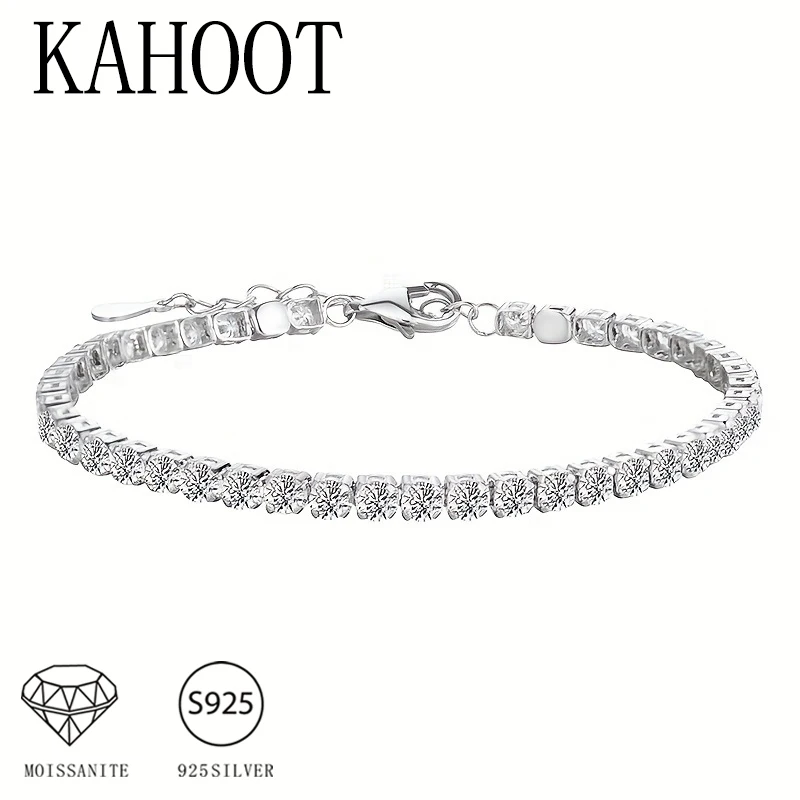 925 Sterling Silver 4.4 Carat Moissanite Adjustable Tennis Bracelet Fashion Temperament Design Light Luxury Ladies
