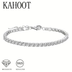 925 Sterling Silver 4.4 Carat Moissanite Adjustable Tennis Bracelet Fashion Temperament Design Light Luxury Ladies