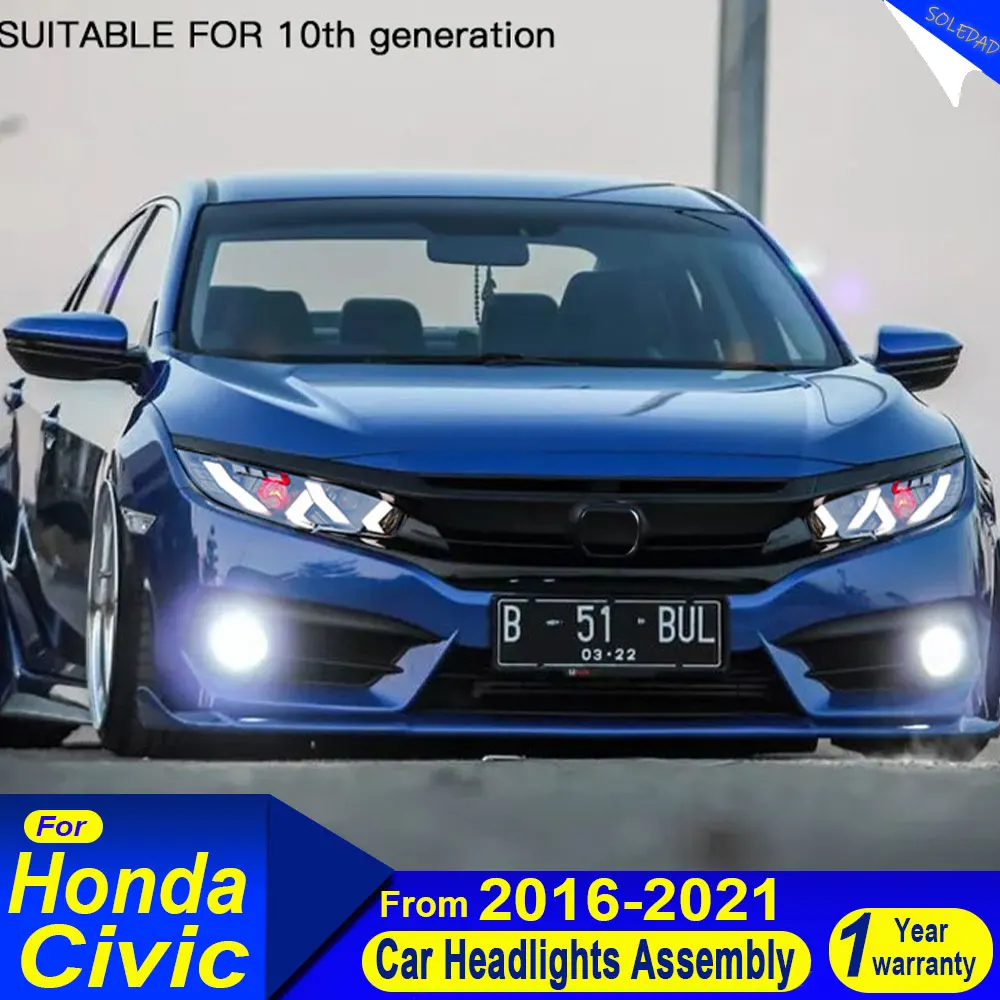 

Car Headlights for Honda 10th Civic 2016 2017 2018 2019 2020 upgraded Modified Lamborghini Style RGB Front Head Lights
