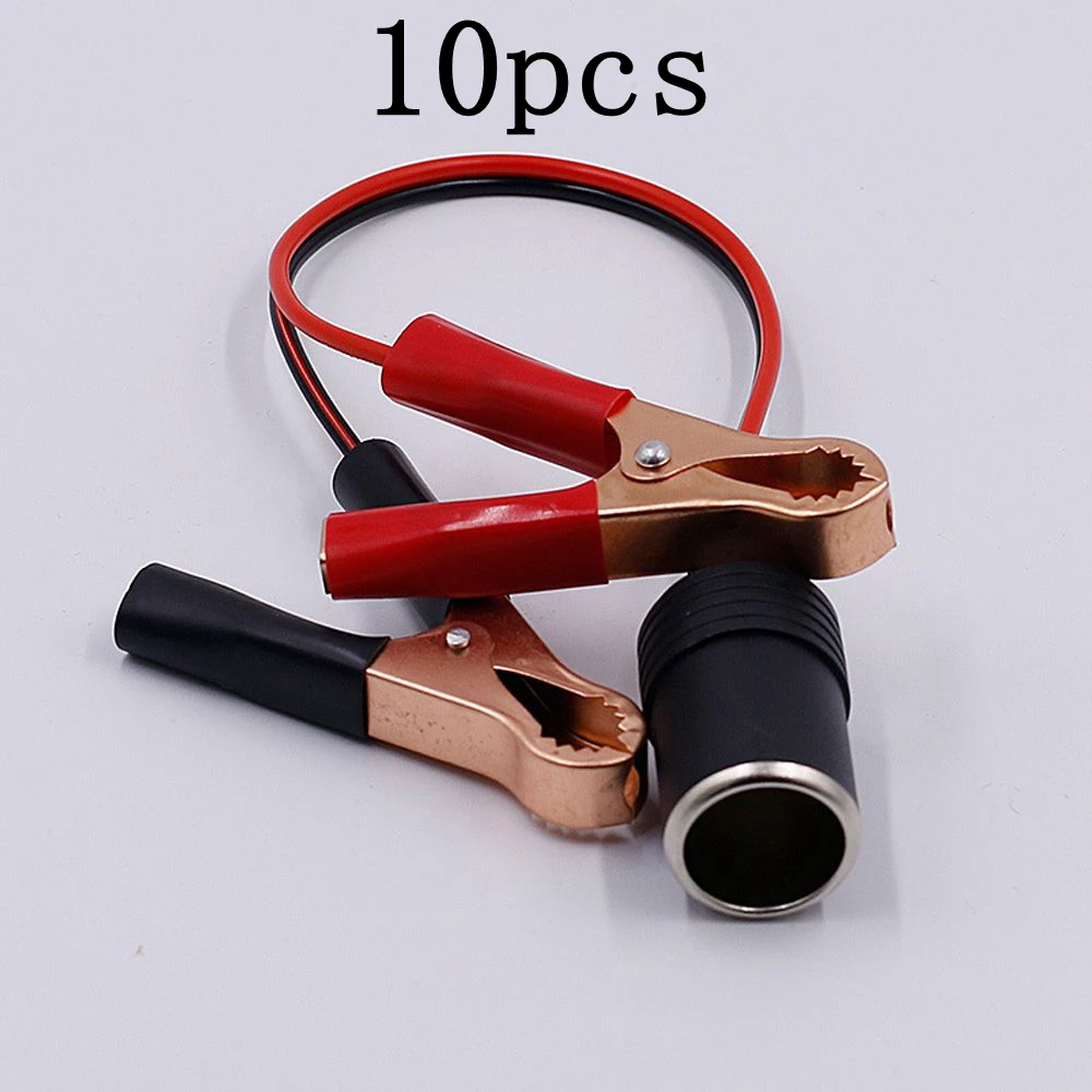 

10pc 35cm 12V Car Battery Terminal Clamp Clip Cigarette Lighter Power Socket Adaptor Camping Battery Pump Power Adapter Splitter