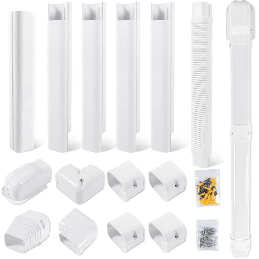 

Комплект декоративных защитных чехлов из ПВХ (3 шт., 10 футов) для мини-сплит-систем, центральных кондиционеров и тепловых насосов, белый