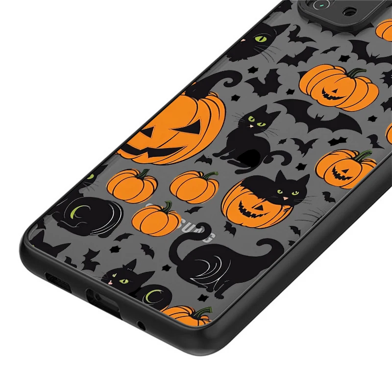 Case voor Samsung Galaxy S25 Rand S22 Plus S23 Ultra S20 S10 S9 S24 FE S21 Terug Telefoon Cover cartoon Halloween Kasteel Kat