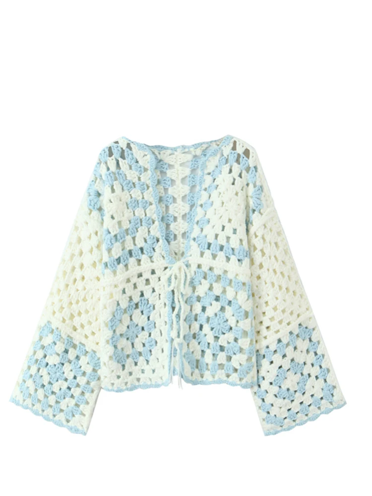 

Винтажный вязаный кардиган ручной работы с запахом на талии, праздничная верхняя одежда, женский свободный крой, полосатый свитер в народном стиле, пальто