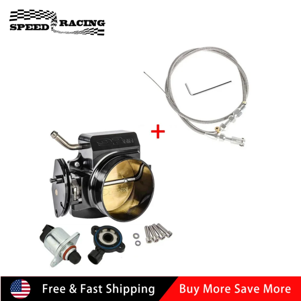 

92MM LS Throttle Body With Position Sensors TPS IAC &Throttle Gas Cable Kit For GM Gen III Ls1 Ls2 Ls3 Ls6 Ls7 LSX