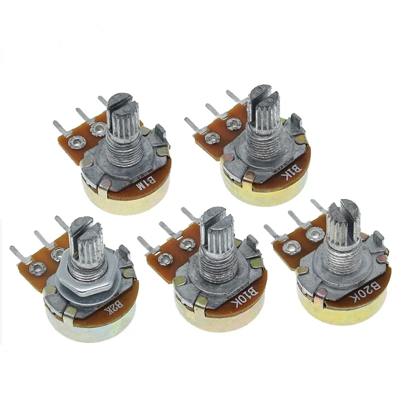 100PCS WH148 Linear Potentiometer 15mm Shaft With Nuts And Washers 3pin WH148 B1K B2K B5K B10K B20K B50K B100K B250K B500K B1M