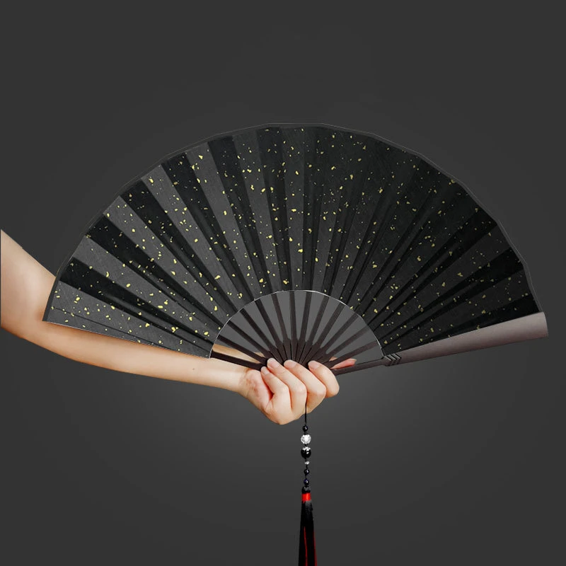 

Alloy Self-defense Kung Fu Folding Fan Classical Silk Cloth Metal Hand Fan With Tassel Decor Party Dance Art Crafts Collection