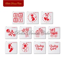 11pcs/set Baby Toy Design Cookies Stencil Plastic Chocolate Coffee Template DIY Drawing Stencils Cake Decorating Tools Bakeware