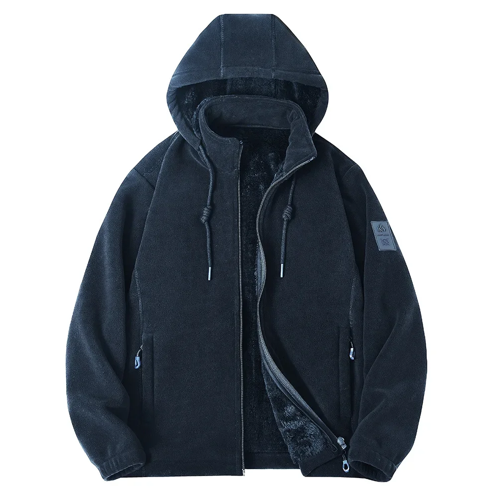 

New Autumn and Winter Warm and Cold-Proof Hooded Fleece-Lined Thickened Fleece Jacket Unisex Polar Fleece Coat
