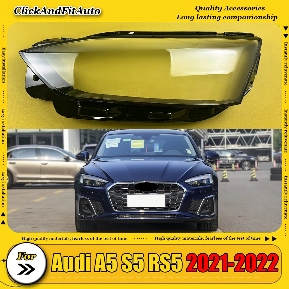 

For Audi A5 S5 RS5 2021-2022 Headlight Cover Transparent Lampshade Headlamp Shell Plexiglass Replace Original Lens
