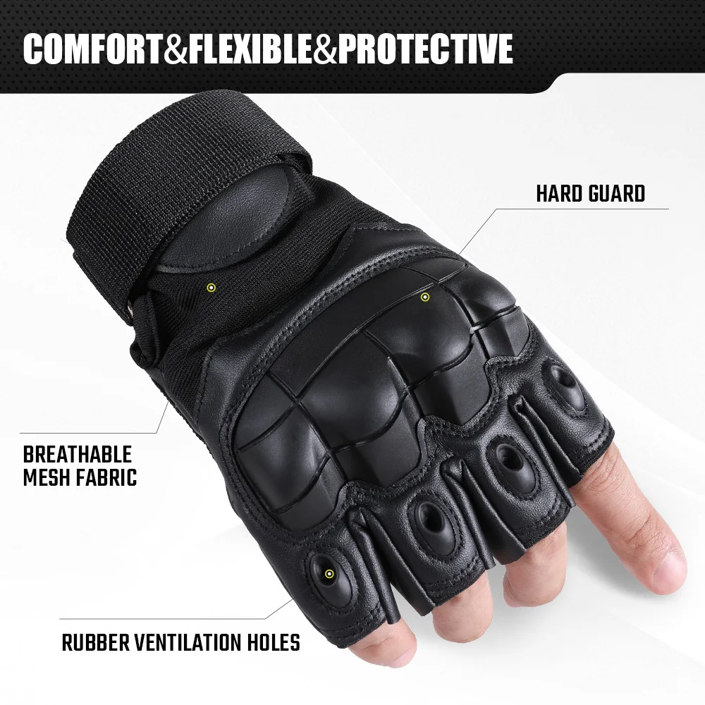 Guantes tácticos sin dedos con protección antideslizante para Airsoft y senderismo - imagen 4