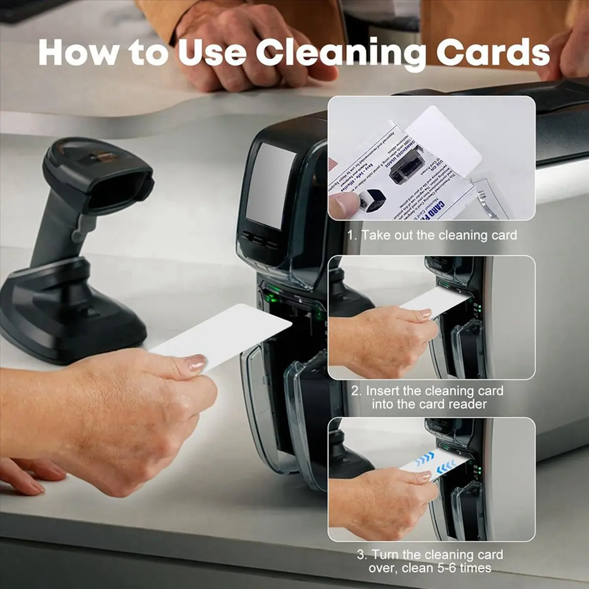 

[AA49] CR80 Card Reader Cleaning Cards, 100PCS Dual Side Card Reader Cleaner, POS Swipe Terminal Cleaning Cards