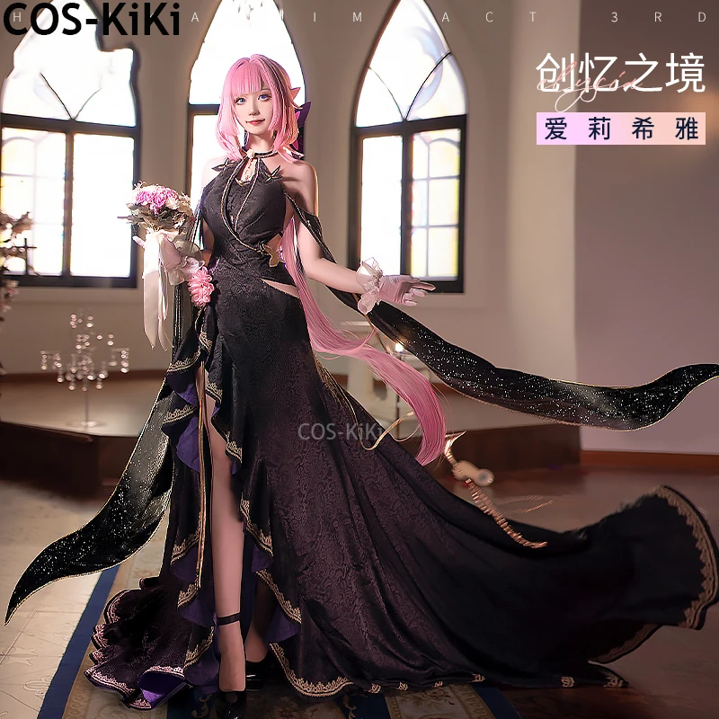 COS-KiKi Anime Honkai Impact 3rd Elysia Game Suit Cosplay Costume Elegant Dress Uniform Halloween Party Role Play Outfit Women