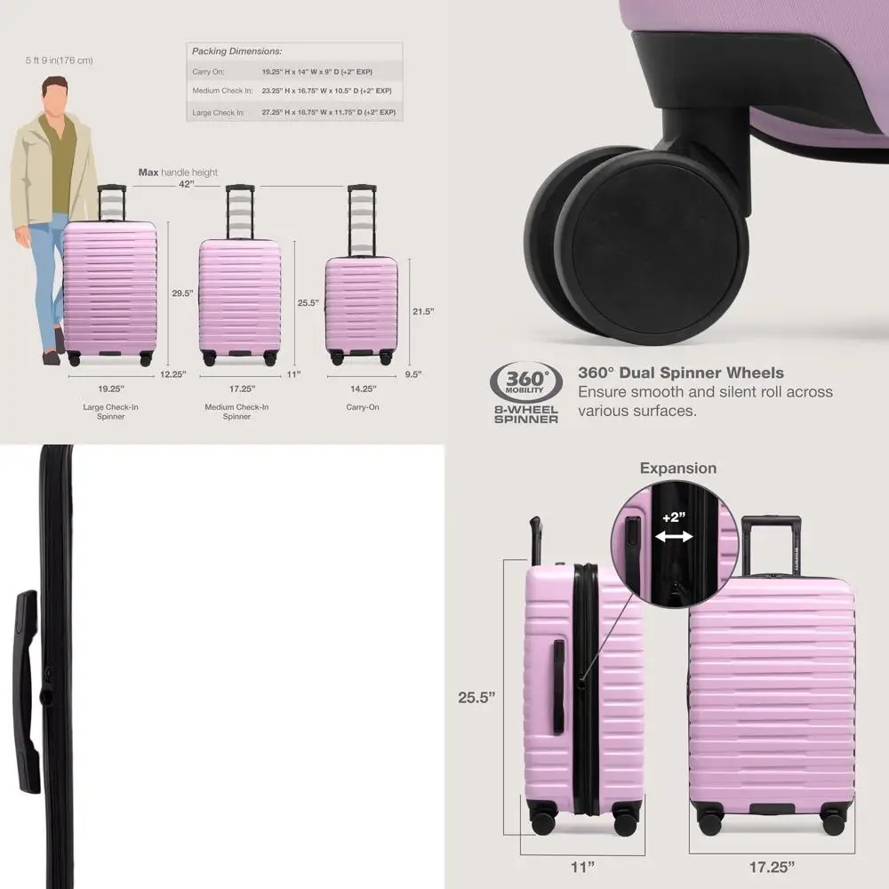 

Расширяемый твердый чемодан-спиннер цвета лаванды среднего размера 26.