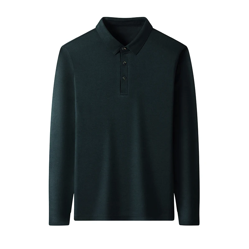 Boutique Men\'s Woolen Sweater Warm Long Sleeves Polo Business Pullover Top Solid Color Polo Collar Knitwear Casual T-shirt
