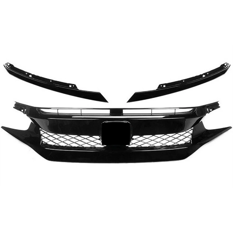 For Honda Civic 10th Gen TYPER TR 2016-2021 Front Grille Racing Grill Net Car Grid Splitter Upper Bumper Hood Mesh Grills Kits - view 4