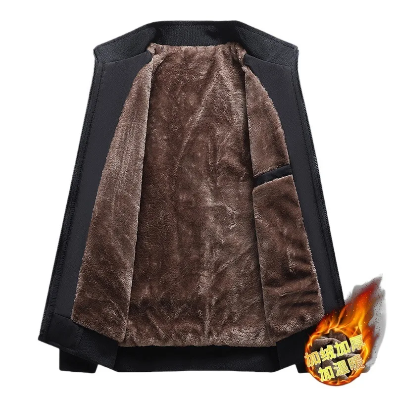 

Осенне-зимние модные повседневные парки для среднего и пожилого возраста, теплый воротник с длинными рукавами, новая мужская хлопковая куртка на флисовой подкладке