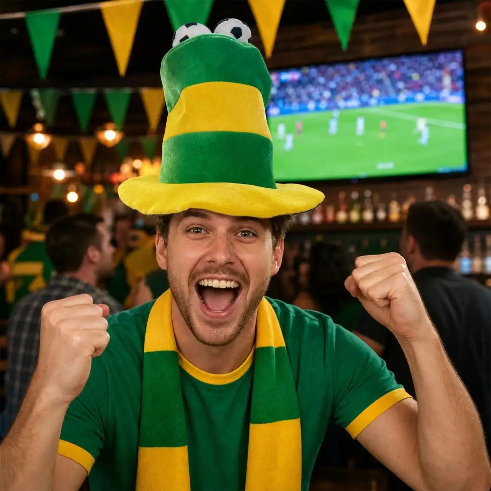 Eye-catching Football Cap Striped Sports Theme Party Top Hat, Football Game Cheerleading Headwear for Sports Bars