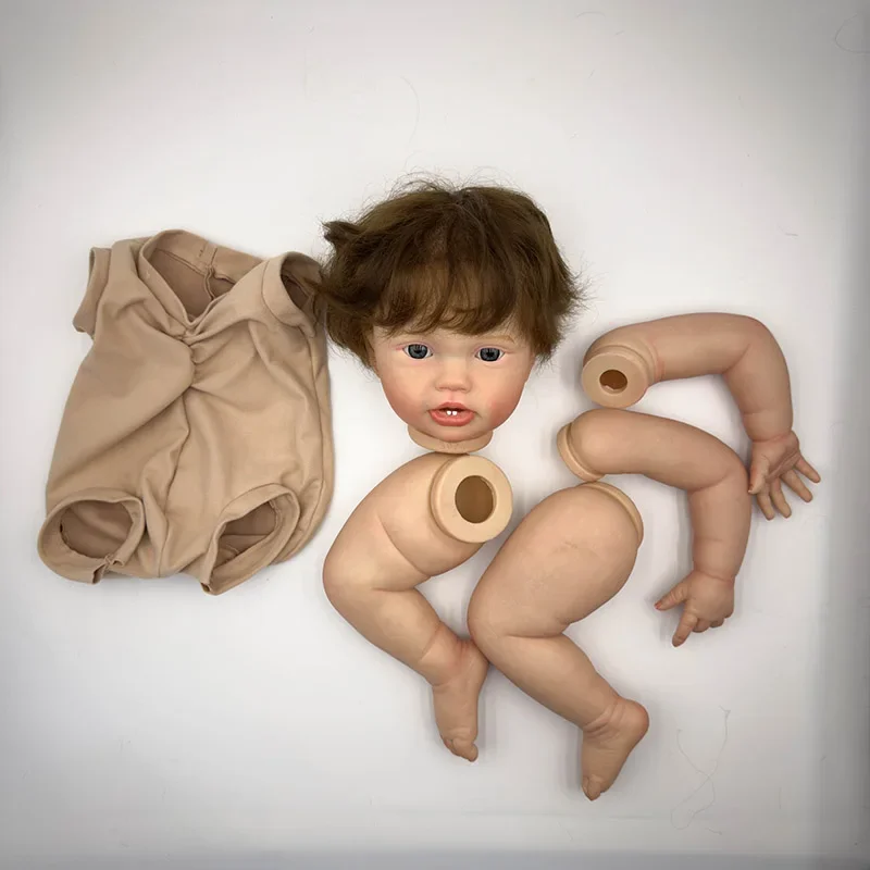 24inch Lotie Lifelike Unfinished Reborn Doll kit painted Doll parts with short Brown Hair