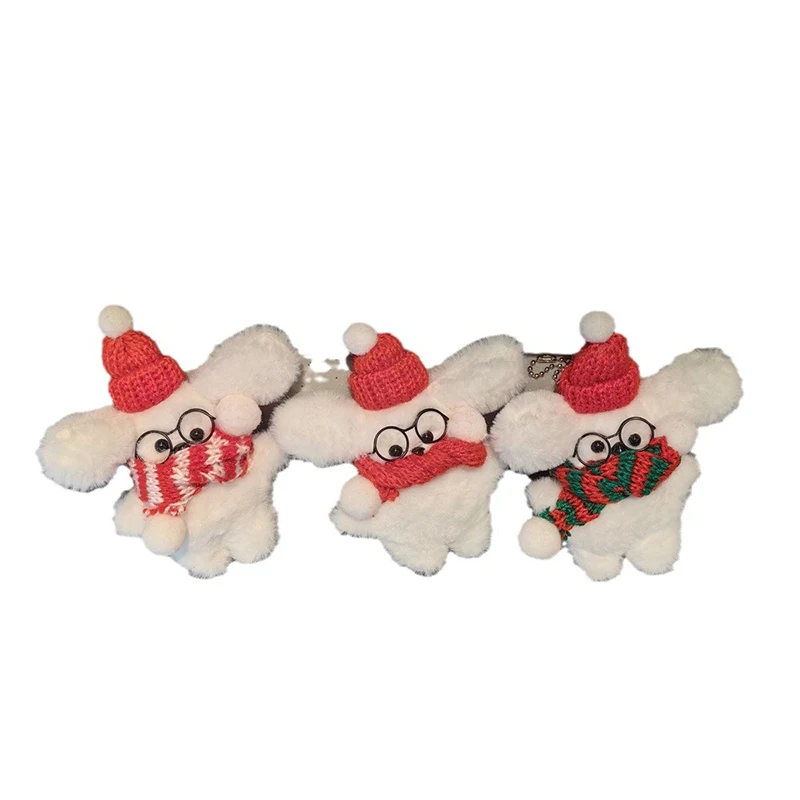 Witte Hond Puppy Pluche Sleutelhanger Sjaal Bril Gevulde Puppy Pluche Sleutelhanger Hond Hanger Pluche Pop Kerstcadeau