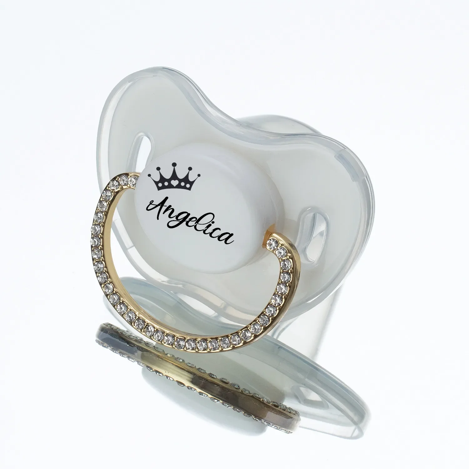 MIYOCAR Lovely bling Custom baby pacifiers with name Adorned with Elegant Rhinestones for boy girl personalized baby shower gift