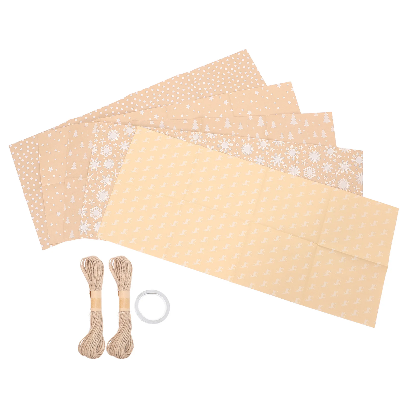 

5Pcs Christmas Gift Wrap Kraft Paper Rolls Patterned Xmas Wrapping Paper Roll for Holiday Presents Decorative Floral Packaging