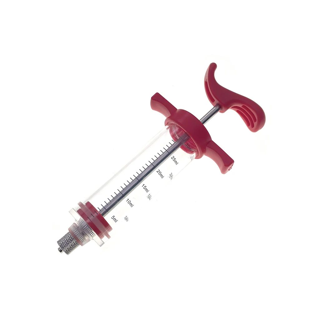 Animal Adjustable Dose Syringe Vaccine Injection 30ml Plastic Needle Pinhead 1PCS