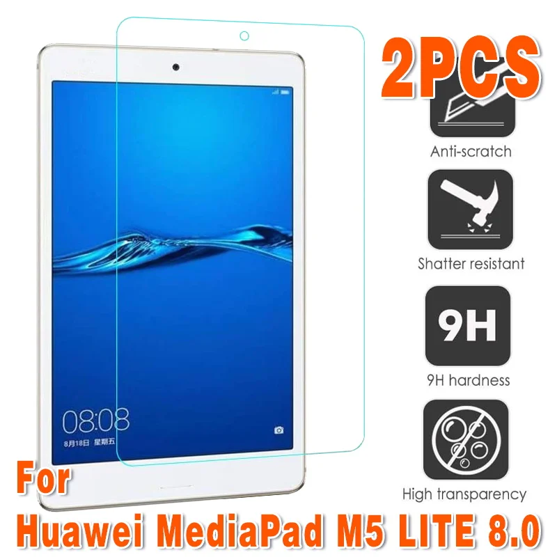 2Pcs Tempered Glass for Huawei Mediapad M5 Lite 8 Inch Tablet Screen Tempered Glass Protectors Film Mediapad M5 Lite 8 JDN2-L09