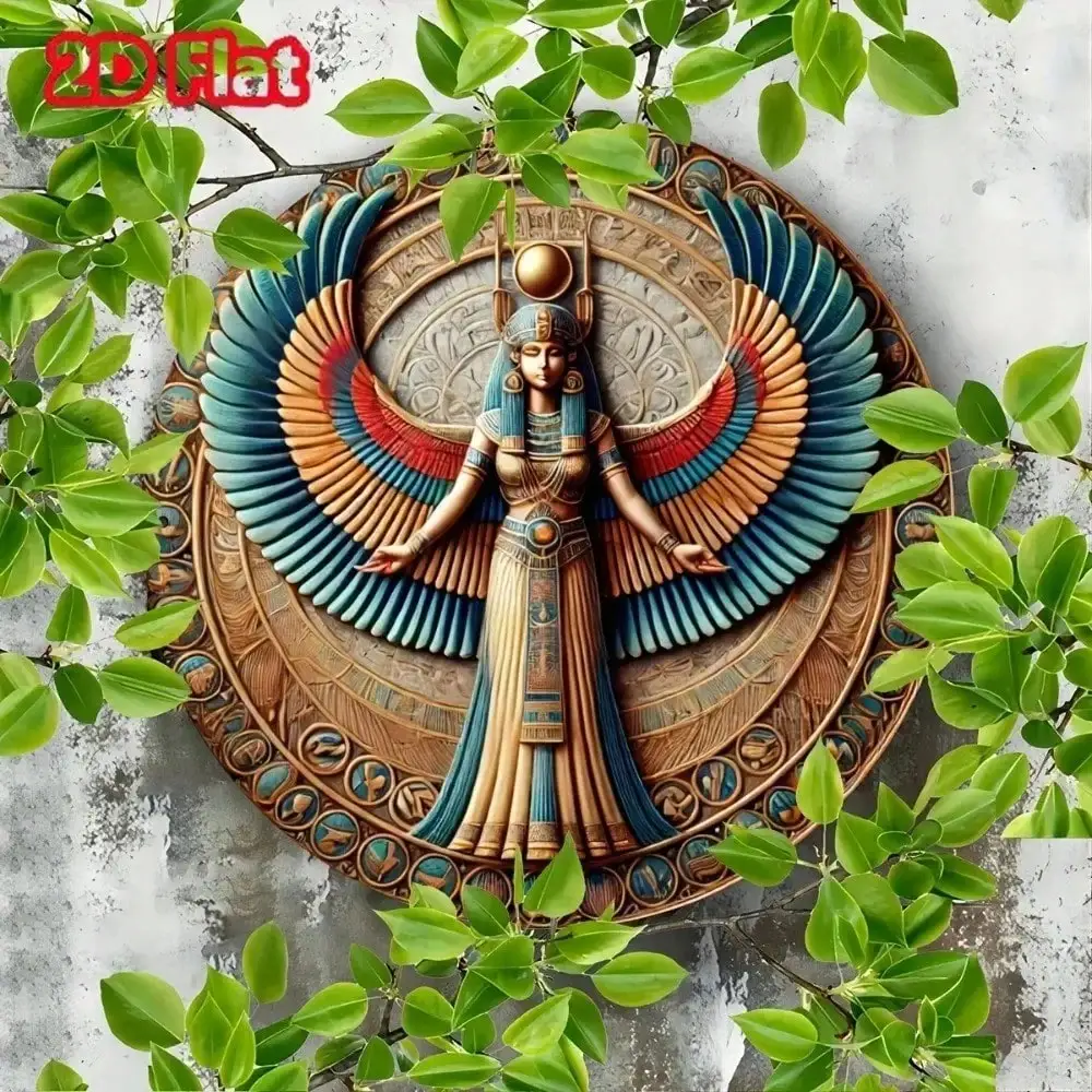 1pc GoddessRoundEgyptian™ Timeless Egyptian Goddess Round Aluminum Sign - Waterproof Wall Art for Home Living Rooms