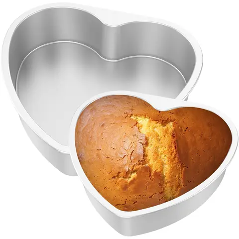 2Pcs Heart Shape Cake Pan 6 Inch 8 Inch Aluminum Alloy Cake Mold Cheesecake Baking Mold Tool Valentine's Day Birthdays Bakeware