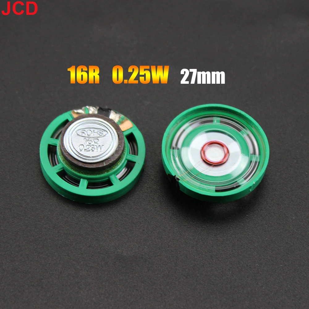 JCD 1pcs 16Ohms Ultra-thin Round Speaker 16R Loudspeaker 0.25W 0.5W Doorbell Horn Toy-car horn  21 23 27 29 36 40 mm Diameter