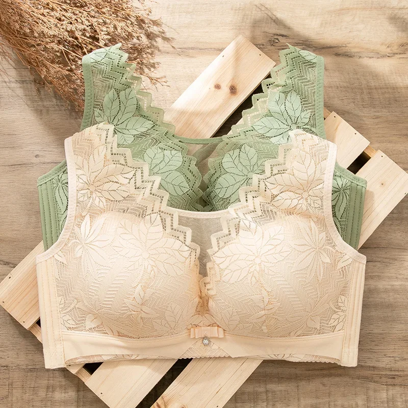 Large Size Bra 36-44CD Vest-style Thin Section No Steel Ring Underwear Women Big Breasts Push Up Anti-light Soft Sexy Lace Bras