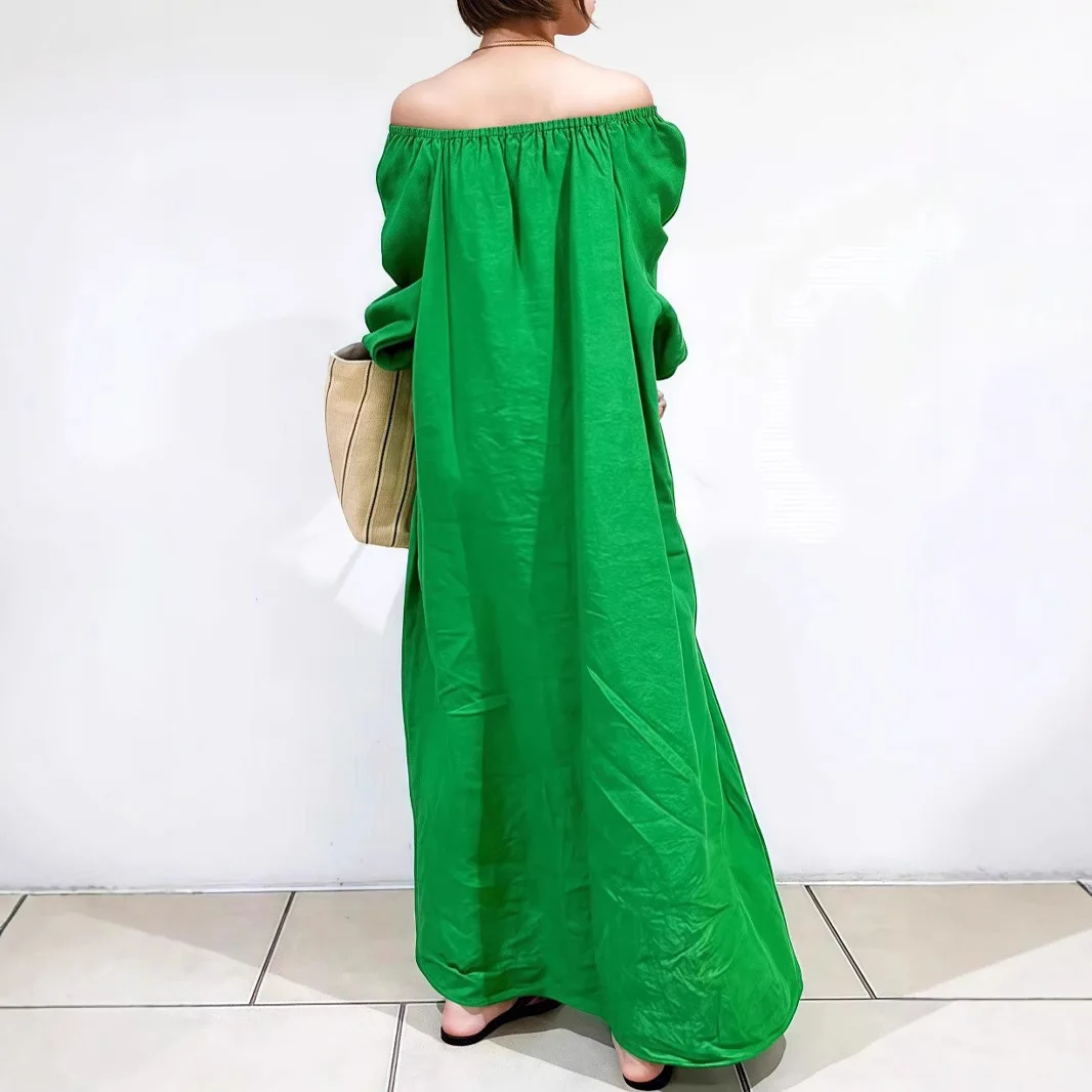 Sukienka maxi na lato 2025, nowa moda, odkryte ramiona, długa sukienka, falbany, styl boho, damska, seksowna, codzienna, elegancka, bez ramiączek, vestidos