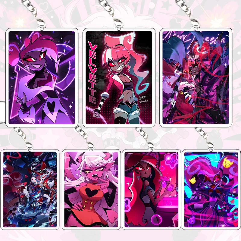 

Velvette Photos Keychain Anime Cartoon Collection Vox Creativity Acrylic Keyring Valentino Verosika Mayday Bag Pendant Gift