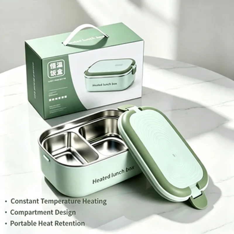 Portable Food Warmer Electric Heating Lunch Box 304 Stainless Steel Safe Meal Container For Office Student view 5