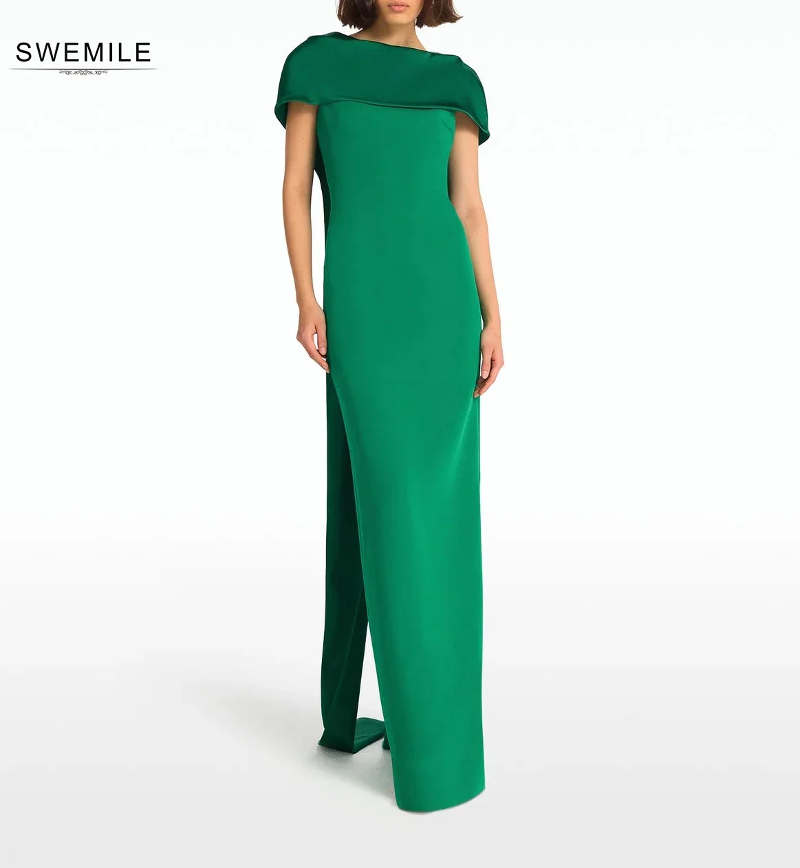 SWEMILE Scoop Neckline Column Ankle-Length Cap Straps Dresses For Prom Elegant  Dresses For Special Events فستان حفلات الزفاف