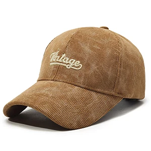 FS Marke Braune Cord-Baseballkappe für Männer, Koreanische 3D-Buchstaben-Stickerei, Damen-Kappen, Winter-Street-Hip-Hop-Trucker-Hut, Caquettes – Detail 1