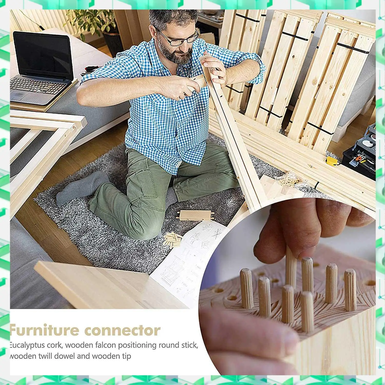 

FIZP 400Pcs Wooden Dowels Assorted, 6Mm 8Mm 10Mm Wood Plugs Dowel Rods, Woodwork Pins Tapered For Grooved Fluted, Carpentry