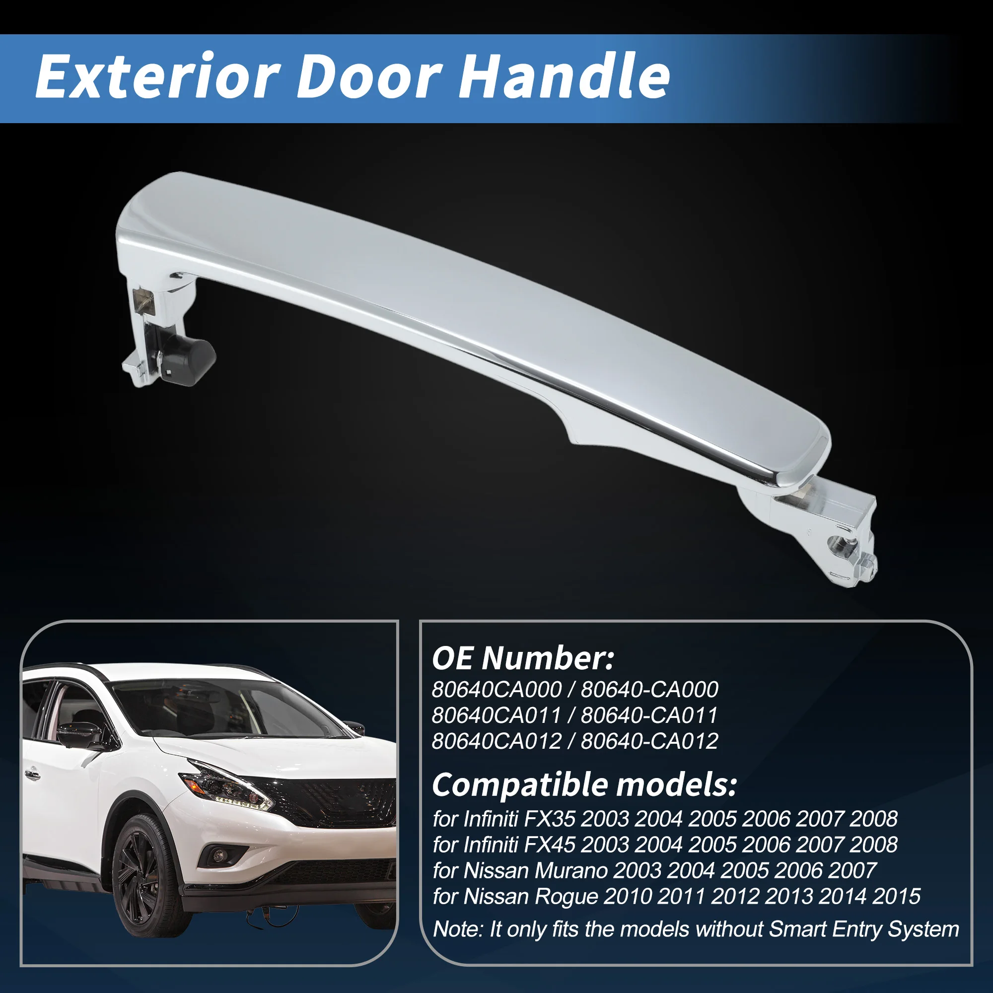 

UXCELL 4Pcs Exterior Door Handle Set for Infiniti FX35 FX45 80640CA000/80640CA011